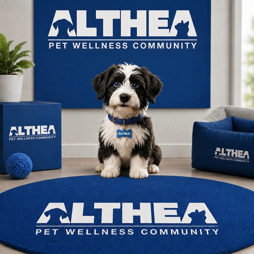 Caja Althea con productos y mascota rescatada